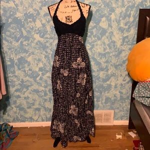 Simmer blue knit and cloth dress